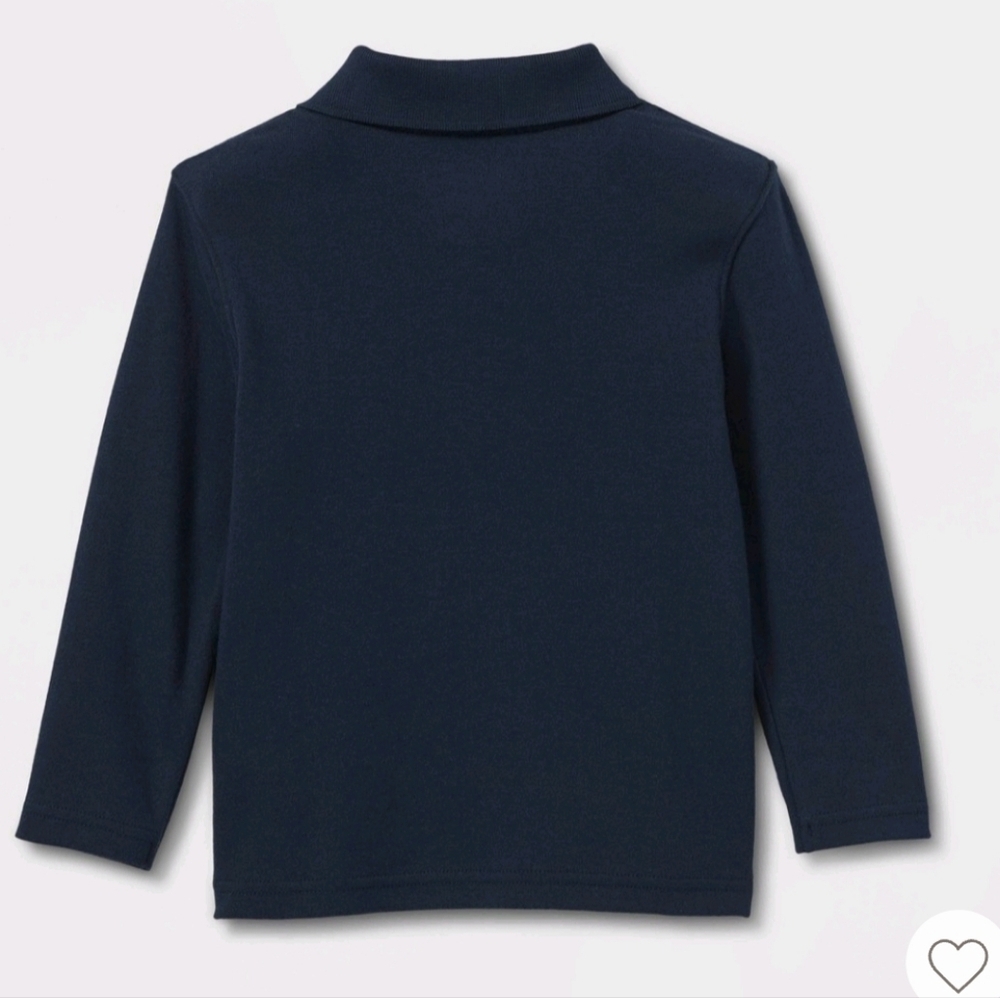 Cat & Jack Bundle (2) Long Sleeve Interlock Uniform Polo Shirt Navy Size 4T - Picture 2 of 6